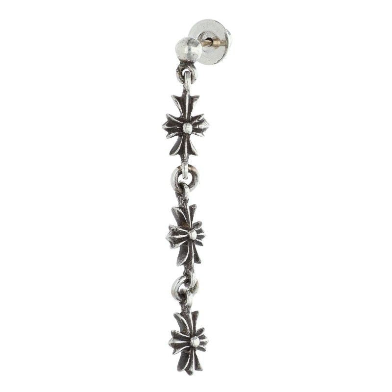 Chrome Hearts Tiny CH Pls 3 Ech Plus 3 Drop Silver Earrings