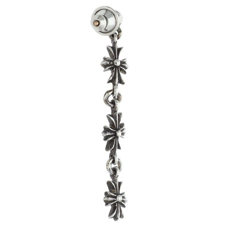Chrome Hearts Tiny CH Pls 3 Ech Plus 3 Drop Silver Earrings — view 2