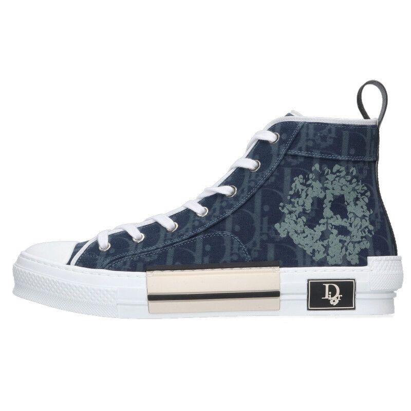 Dior Denim Tears Oak All Over Pattern Flower Print High Cut Sneakers