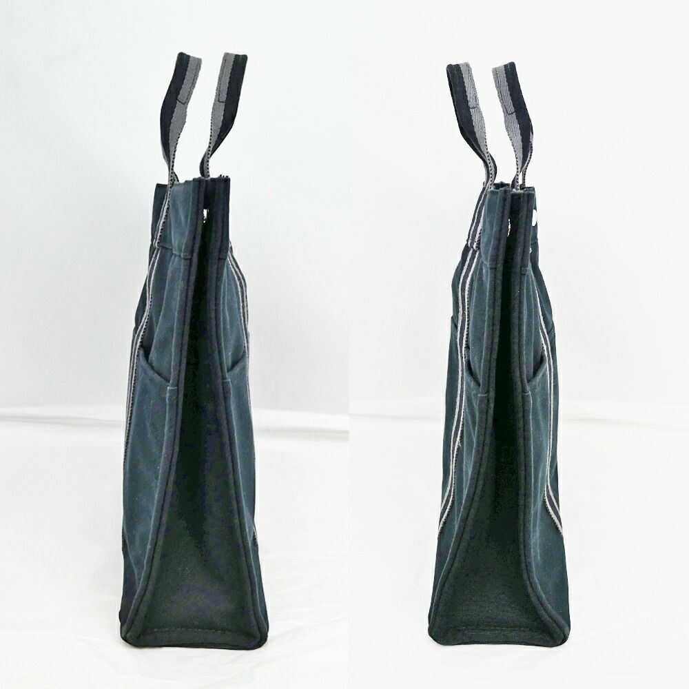 Hermes Fourre Tout MM Handbag Tote Black Gray Cotton Hand Silver — view 3