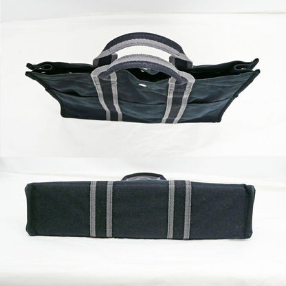 Hermes Fourre Tout MM Handbag Tote Black Gray Cotton Hand Silver — view 4