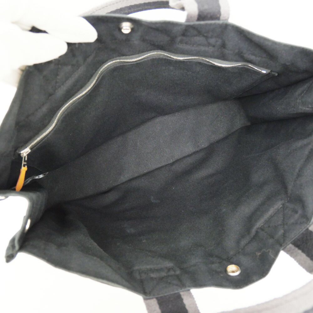 Hermes Fourre Tout MM Handbag Tote Black Gray Cotton Hand Silver — view 5