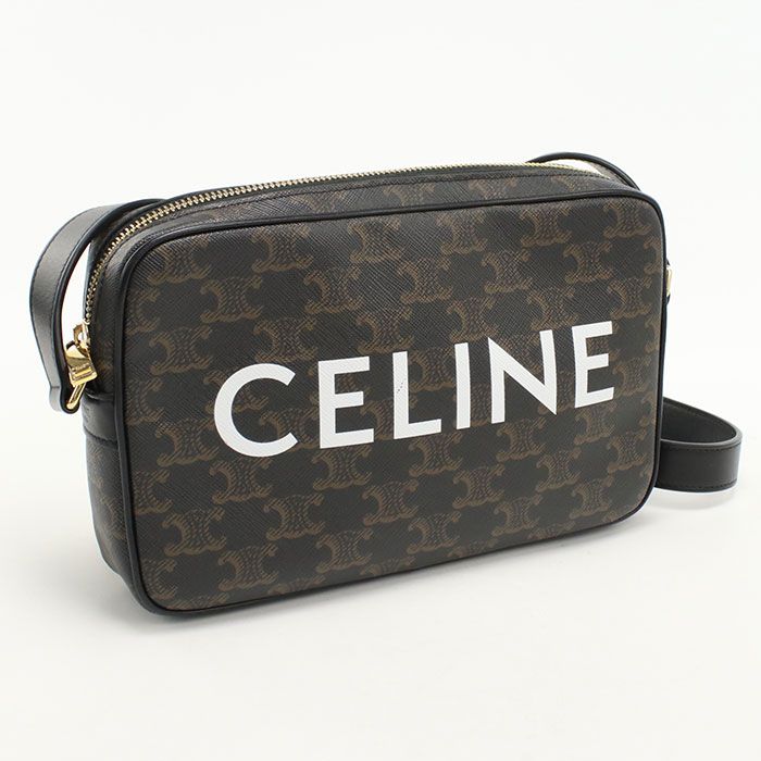 Celine Messenger Bag Triomphe Canvas Crossbody Leather