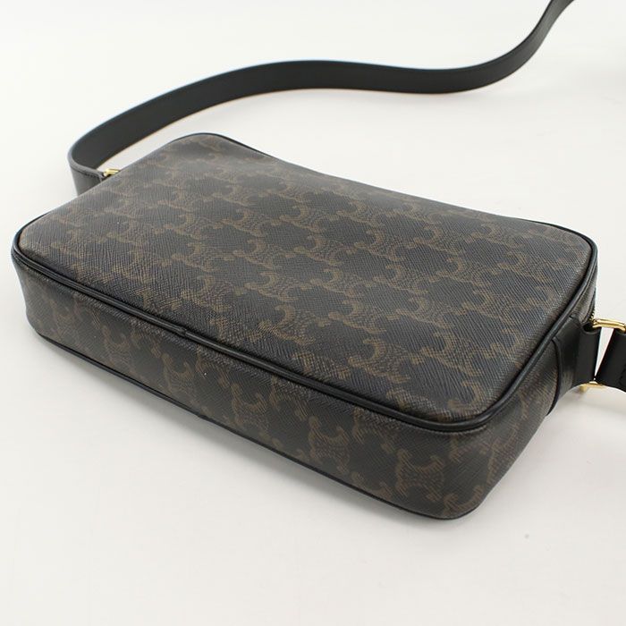 Celine Messenger Bag Triomphe Canvas Crossbody Leather — view 2
