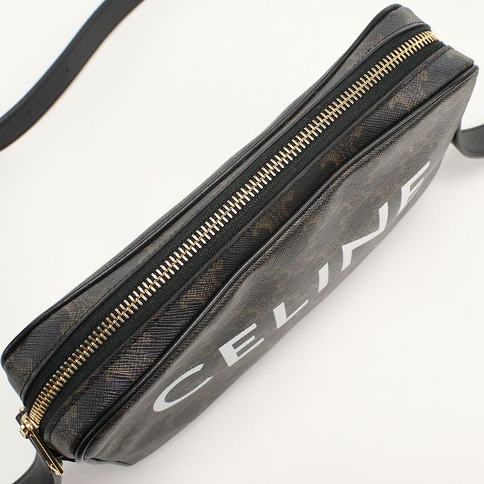 Celine Messenger Bag Triomphe Canvas Crossbody Leather — view 6
