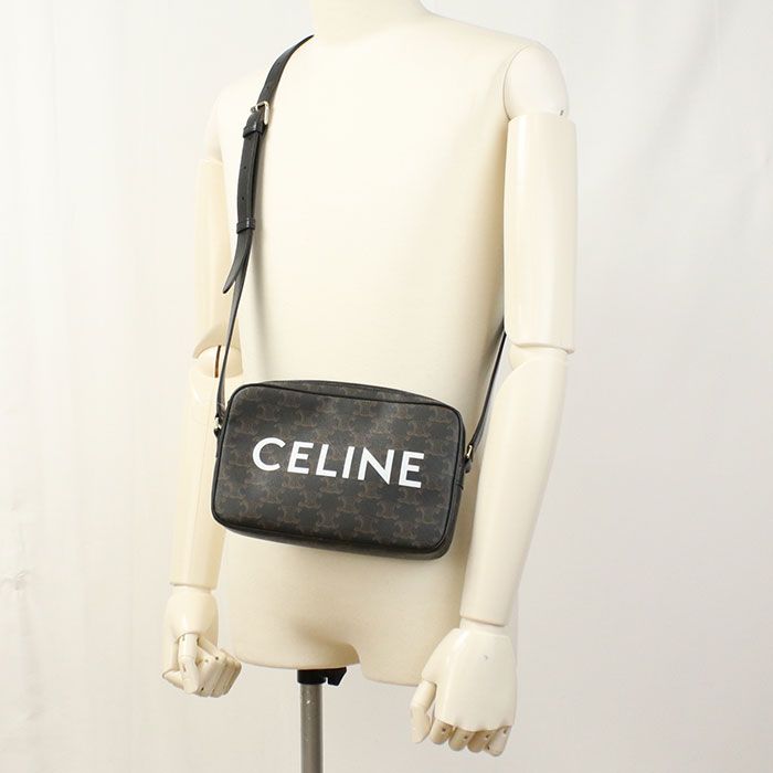 Celine Messenger Bag Triomphe Canvas Crossbody Leather — view 8