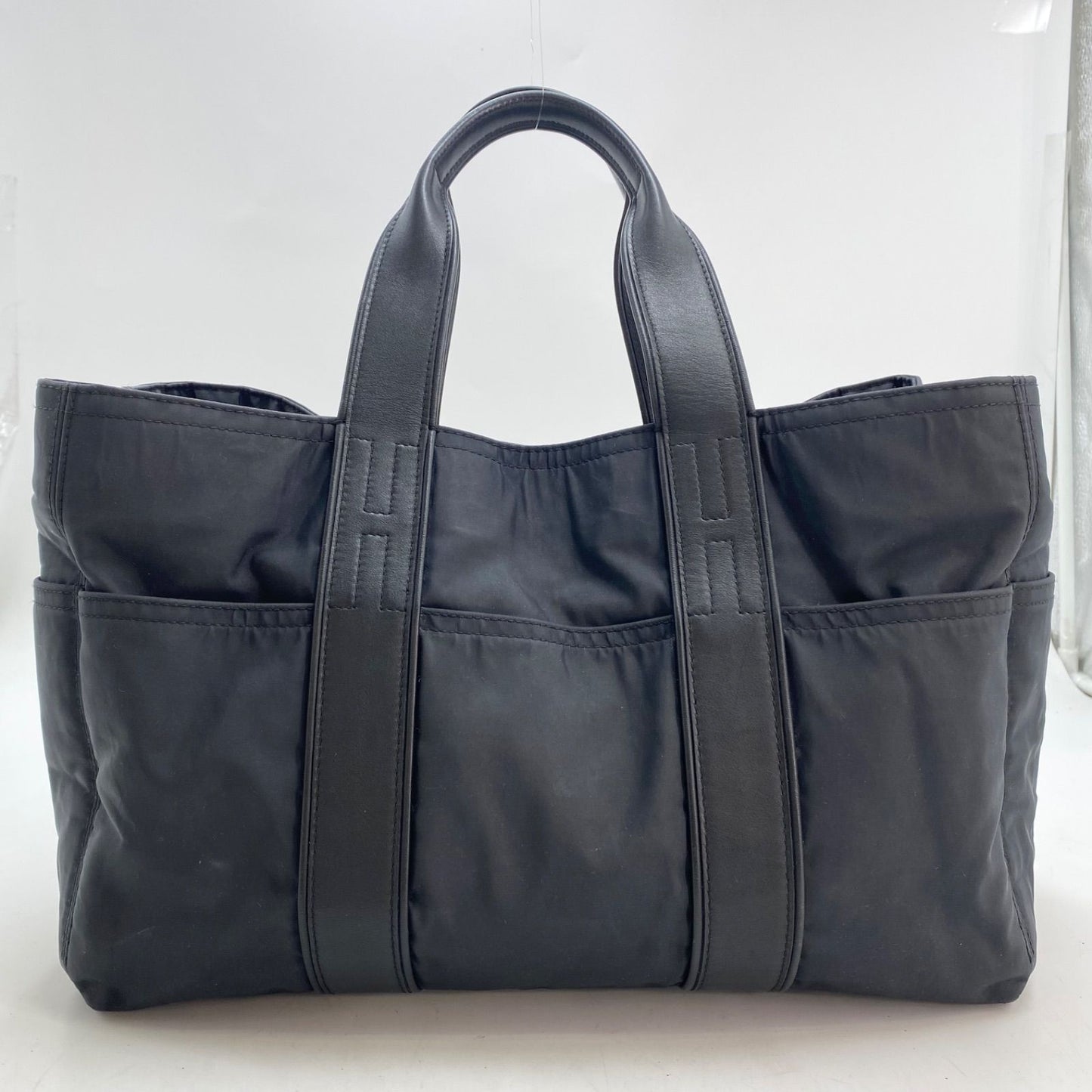 Hermes Acapulco Leather Nylon Hand Tote Black