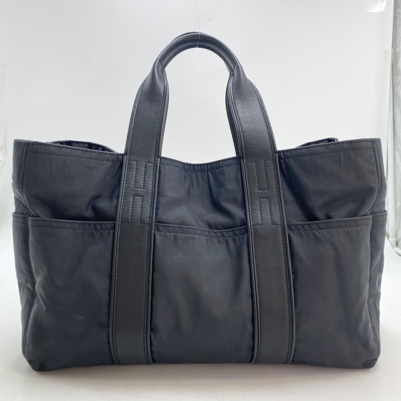Hermes Acapulco Leather Nylon Hand Tote Black