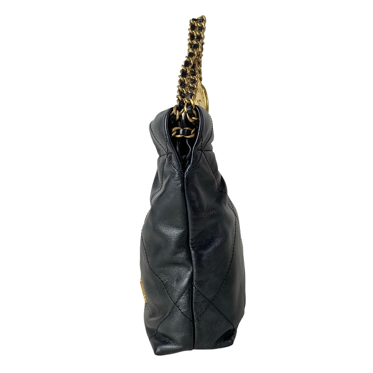 Chanel Handbag 22 Mini Black Drawstring Chain Shoulder Matte Togo Metal — view 4