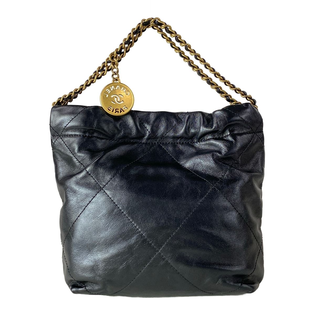 Chanel Handbag 22 Mini Black Drawstring Chain Shoulder Matte Togo Metal — view 3