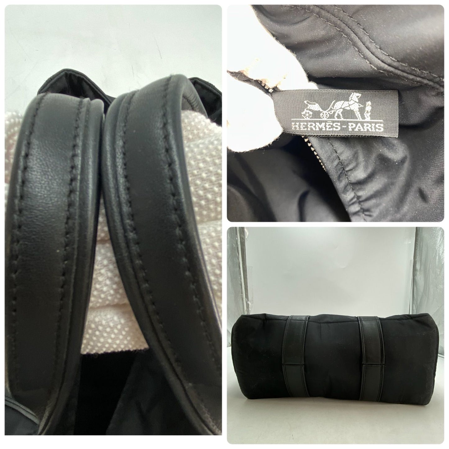 Hermes Acapulco Leather Nylon Hand Tote Black — view 4