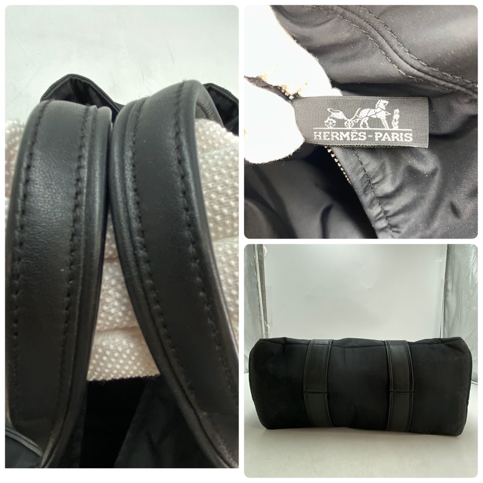 Hermes Acapulco Leather Nylon Hand Tote Black — view 4