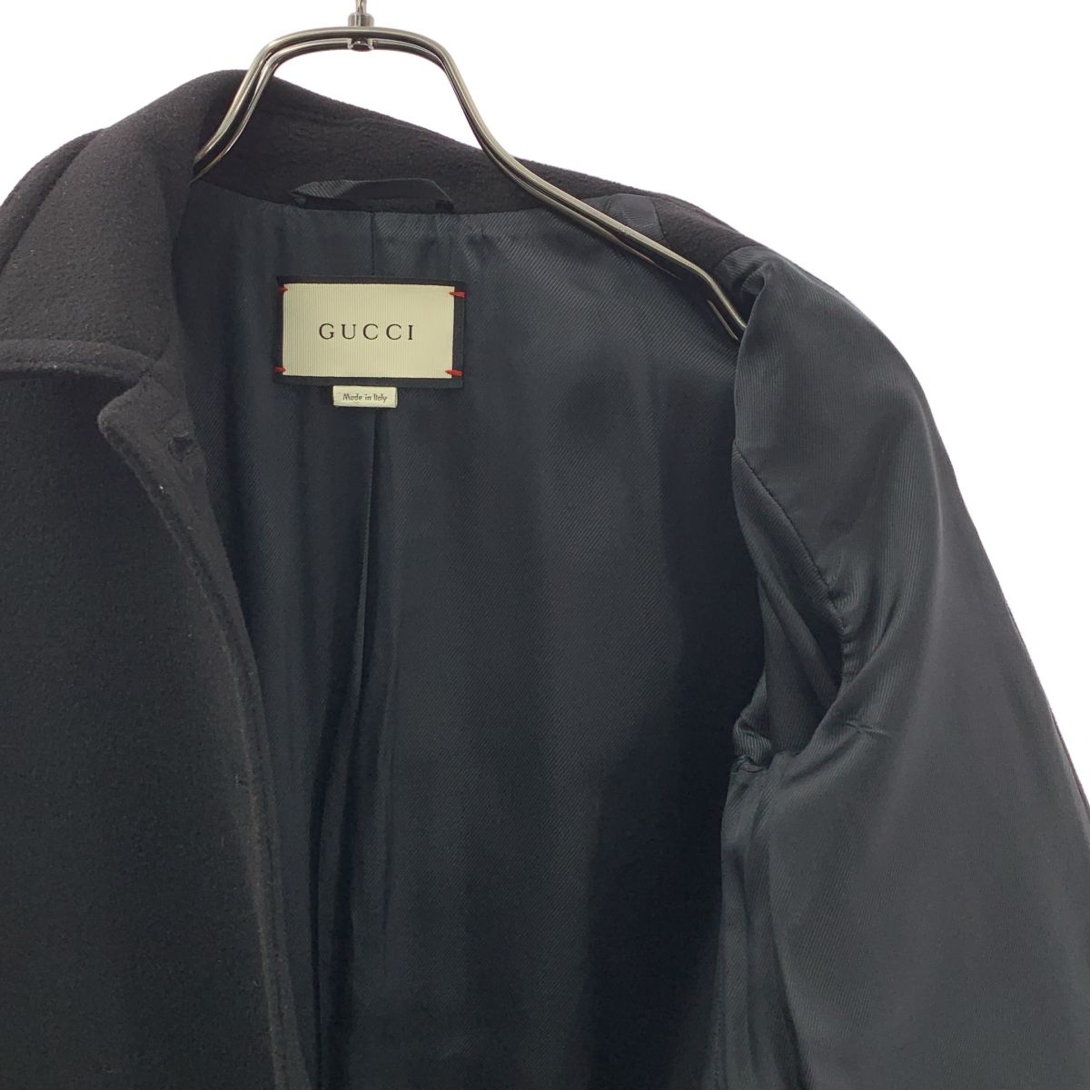 Gucci Pearl Button Interlocking Wool Coat 38 Black — view 4
