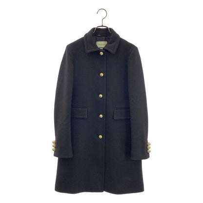 Gucci Pearl Button Interlocking Wool Coat 38 Black