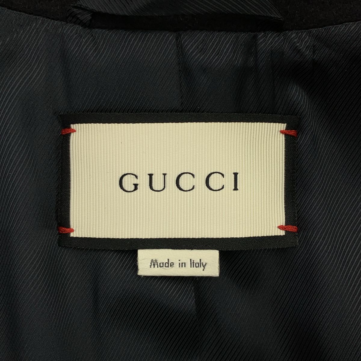 Gucci Pearl Button Interlocking Wool Coat 38 Black — view 6