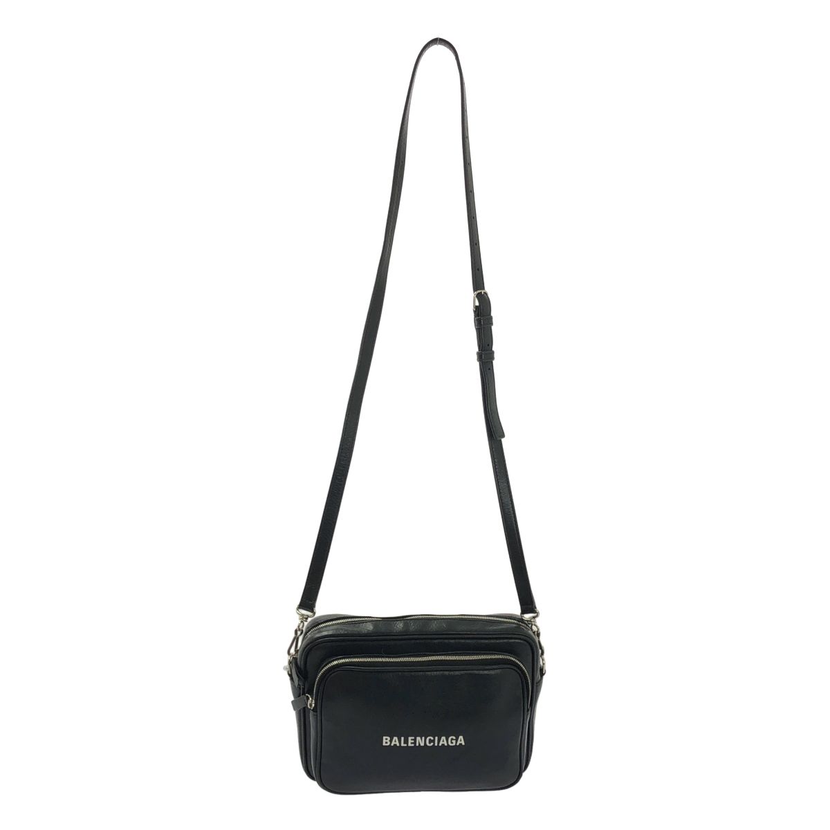 Balenciaga Everyday Logo Leather Cross Black Crossbody