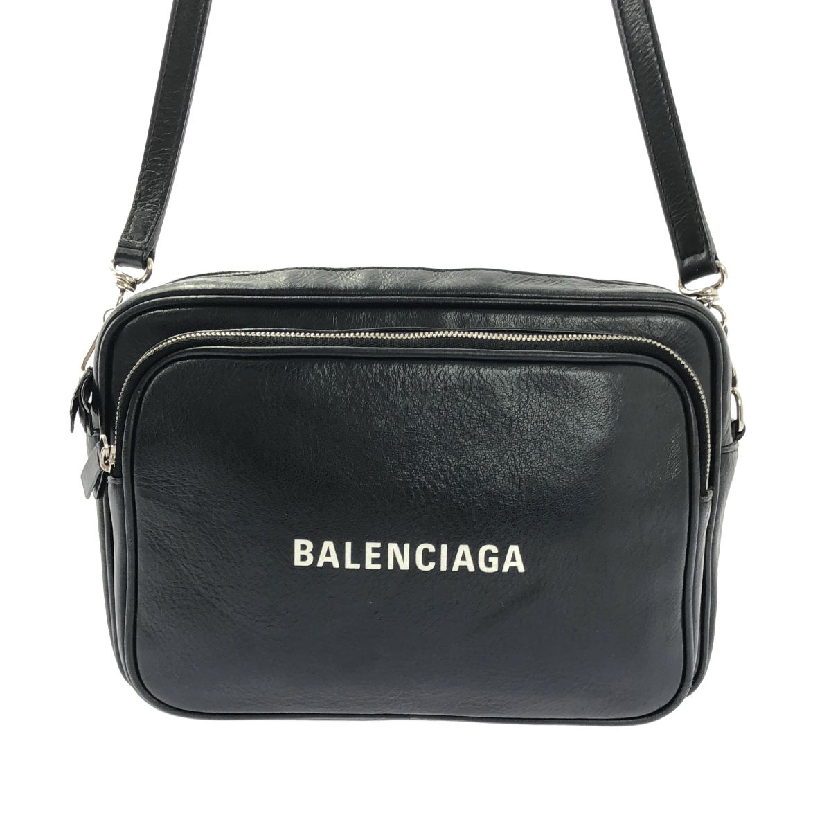 Balenciaga Everyday Logo Leather Cross Black Crossbody — view 3