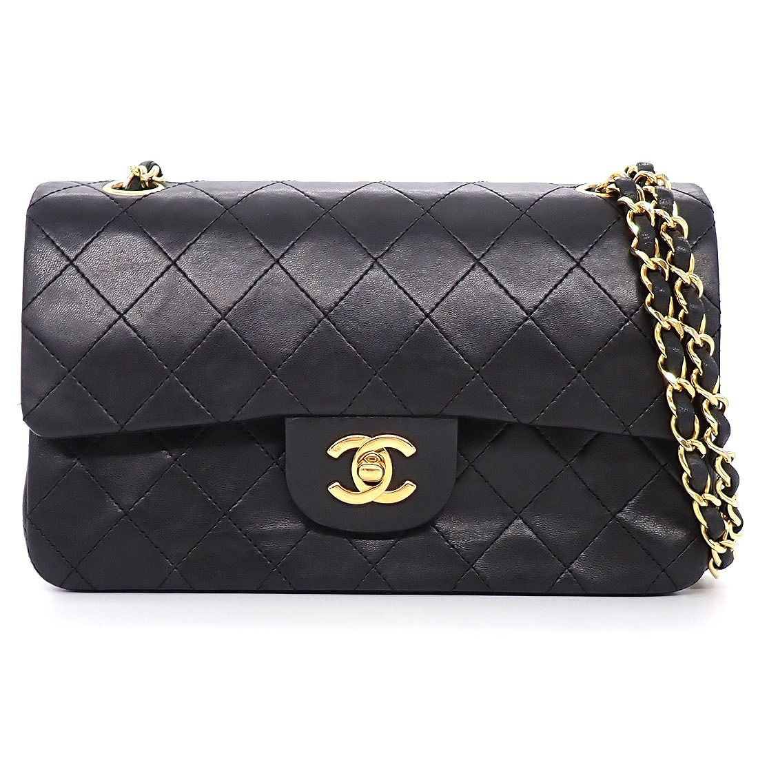 Chanel Shoulder Bag Quilted 23 Classic Small Vintage Black Bordeaux Lambskin