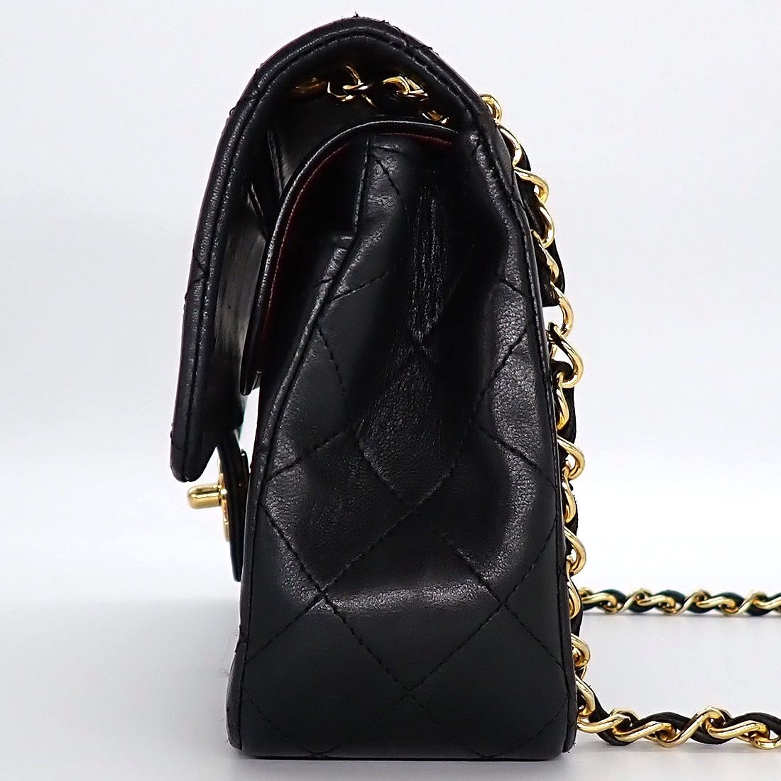 Chanel Shoulder Bag Quilted 23 Classic Small Vintage Black Bordeaux Lambskin — view 3