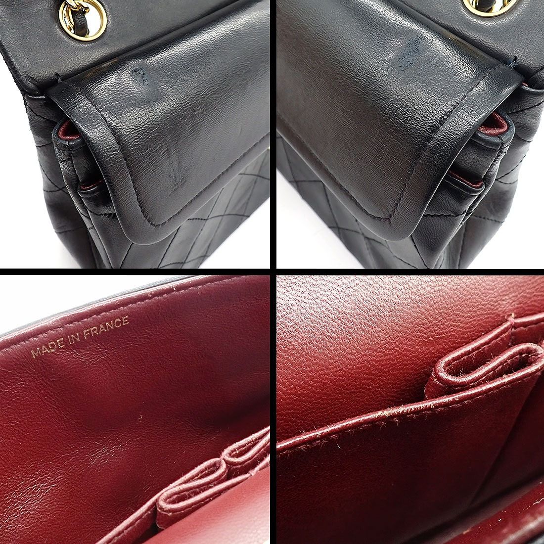 Chanel Shoulder Bag Quilted 23 Classic Small Vintage Black Bordeaux Lambskin — view 8