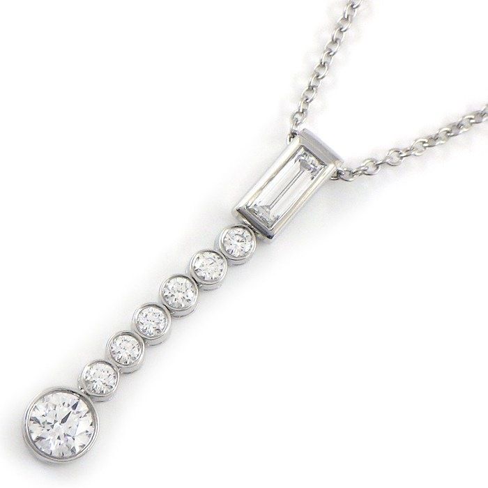 Tiffany & Co Necklace Jazz Drop Swing 1 Point Baguette Cut 7 Points Round Cut