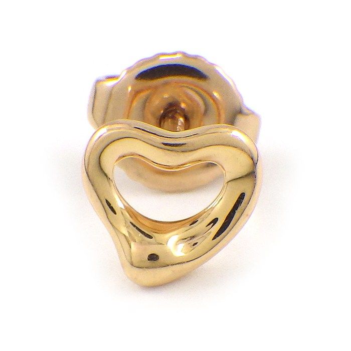 Tiffany & Co Earrings Open Heart 18k Pink Gold One Side