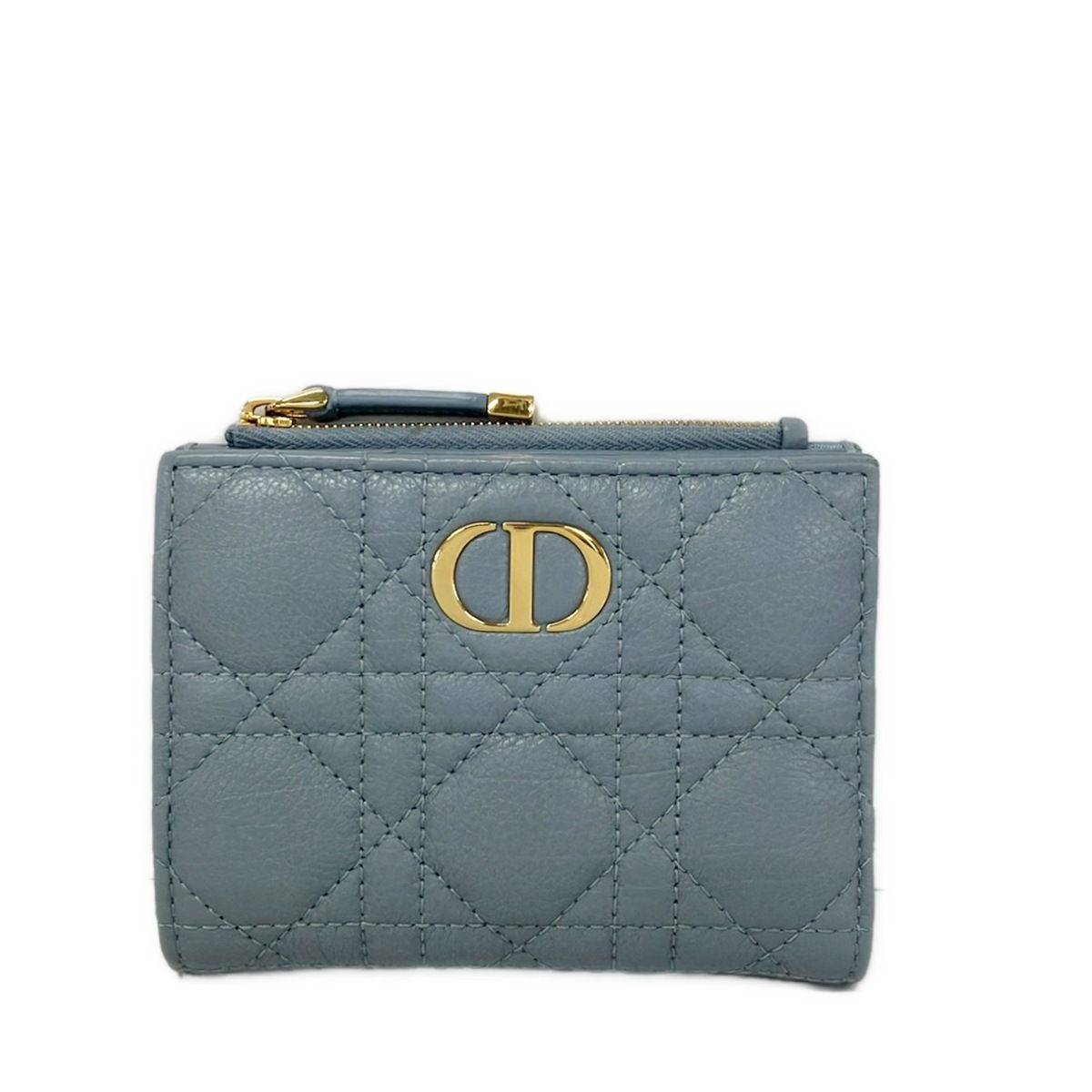Dior Bifold Wallet Lucaro Dahlia Cloud Blue Leather