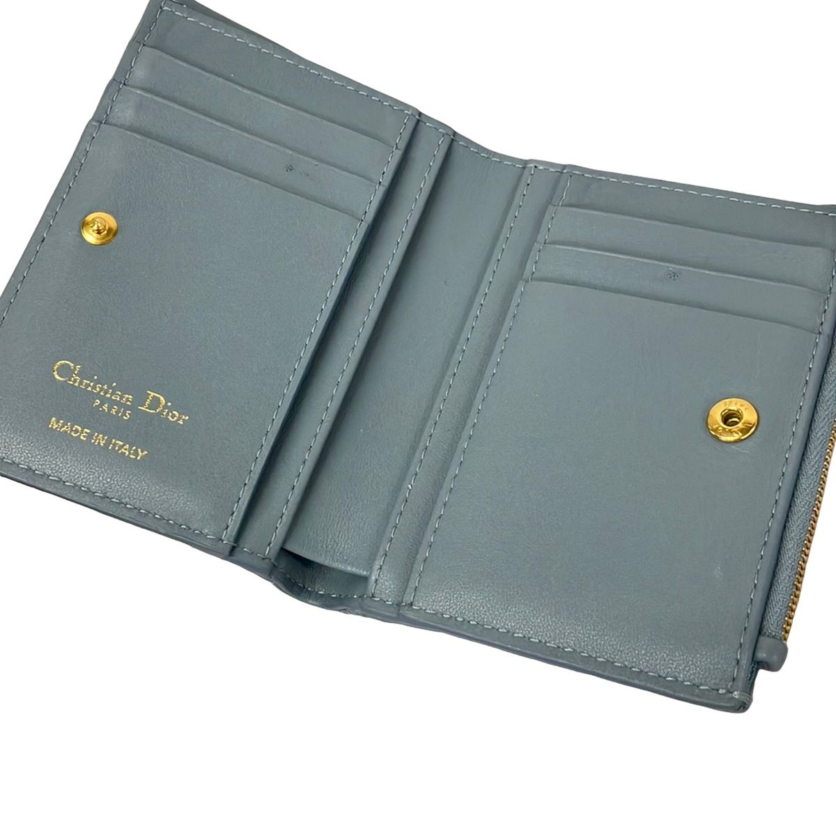 Dior Bifold Wallet Lucaro Dahlia Cloud Blue Leather — view 3
