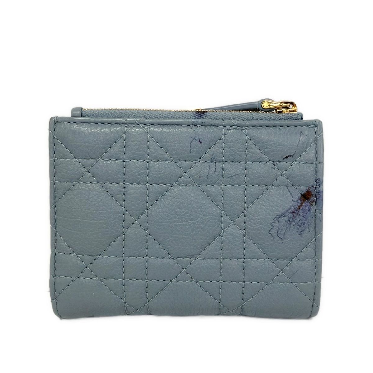 Dior Bifold Wallet Lucaro Dahlia Cloud Blue Leather — view 2