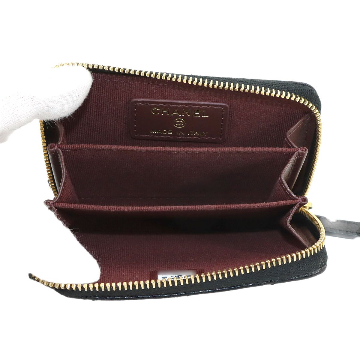 Chanel Quilted Classic Zip Coin Purse Caviar Leather Black — view 6