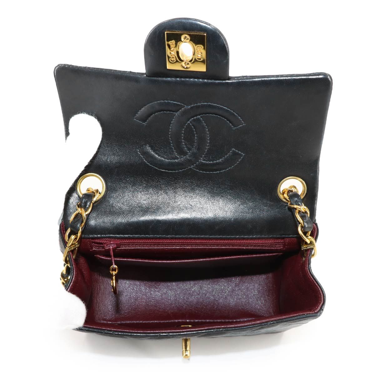 Chanel Mini Quilted Chain Shoulder Bag Lambskin Black Gold Vintage — view 8