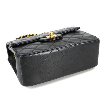 Chanel Mini Quilted Chain Shoulder Bag Lambskin Black Gold Vintage — view 5