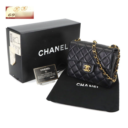 Chanel Mini Quilted Chain Shoulder Bag Lambskin Black Gold Vintage — view 2
