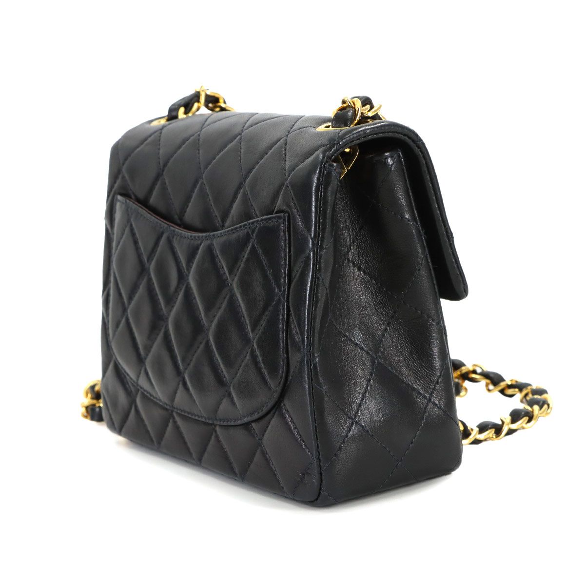 Chanel Mini Quilted Chain Shoulder Bag Lambskin Black Gold Vintage — view 4
