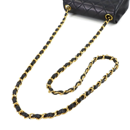 Chanel Mini Quilted Chain Shoulder Bag Lambskin Black Gold Vintage — view 6