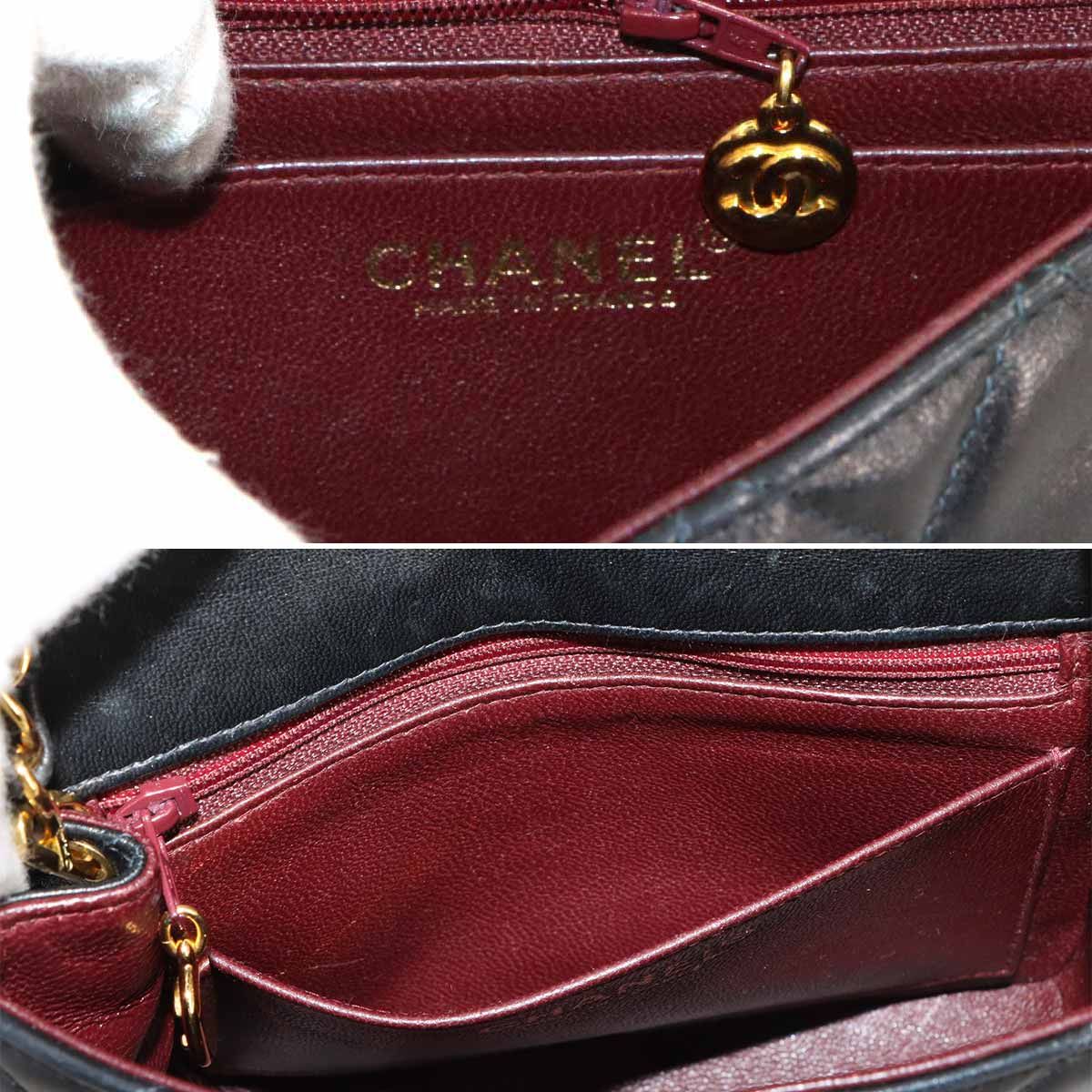 Chanel Mini Quilted Chain Shoulder Bag Lambskin Black Gold Vintage — view 9
