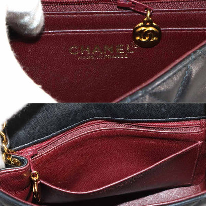 Chanel Mini Quilted Chain Shoulder Bag Lambskin Black Gold Vintage — view 9