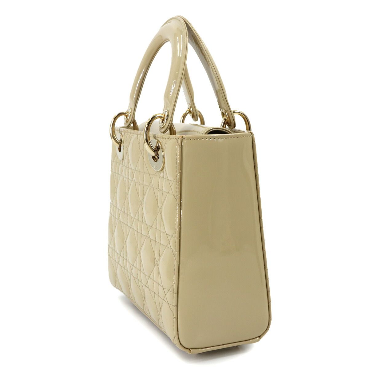 Dior Cannage Lady Small 2-Way Hand Bag Enamel Beige — view 4