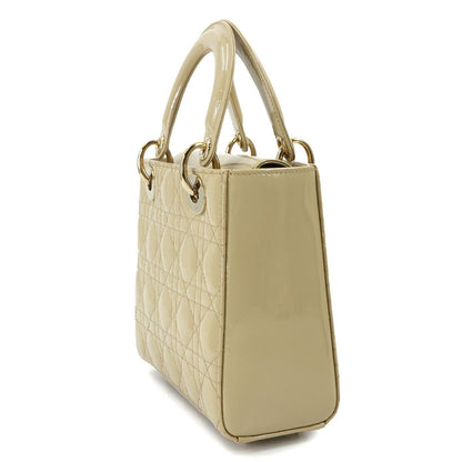Dior Cannage Lady Small 2-Way Hand Bag Enamel Beige — view 4