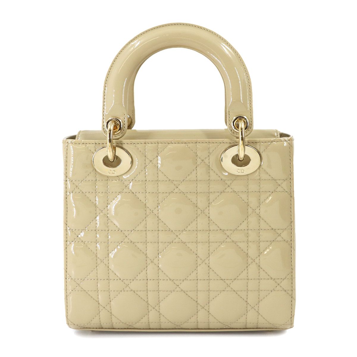 Dior Cannage Lady Small 2-Way Hand Bag Enamel Beige — view 3