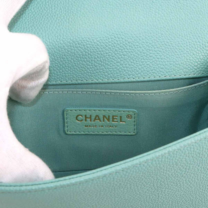 Chanel Small Chain Shoulder Bag Lambskin Blue Gold — view 9
