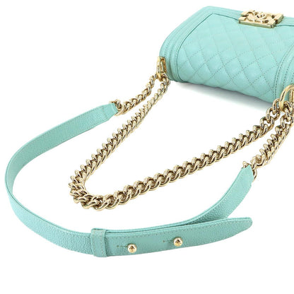 Chanel Small Chain Shoulder Bag Lambskin Blue Gold — view 6