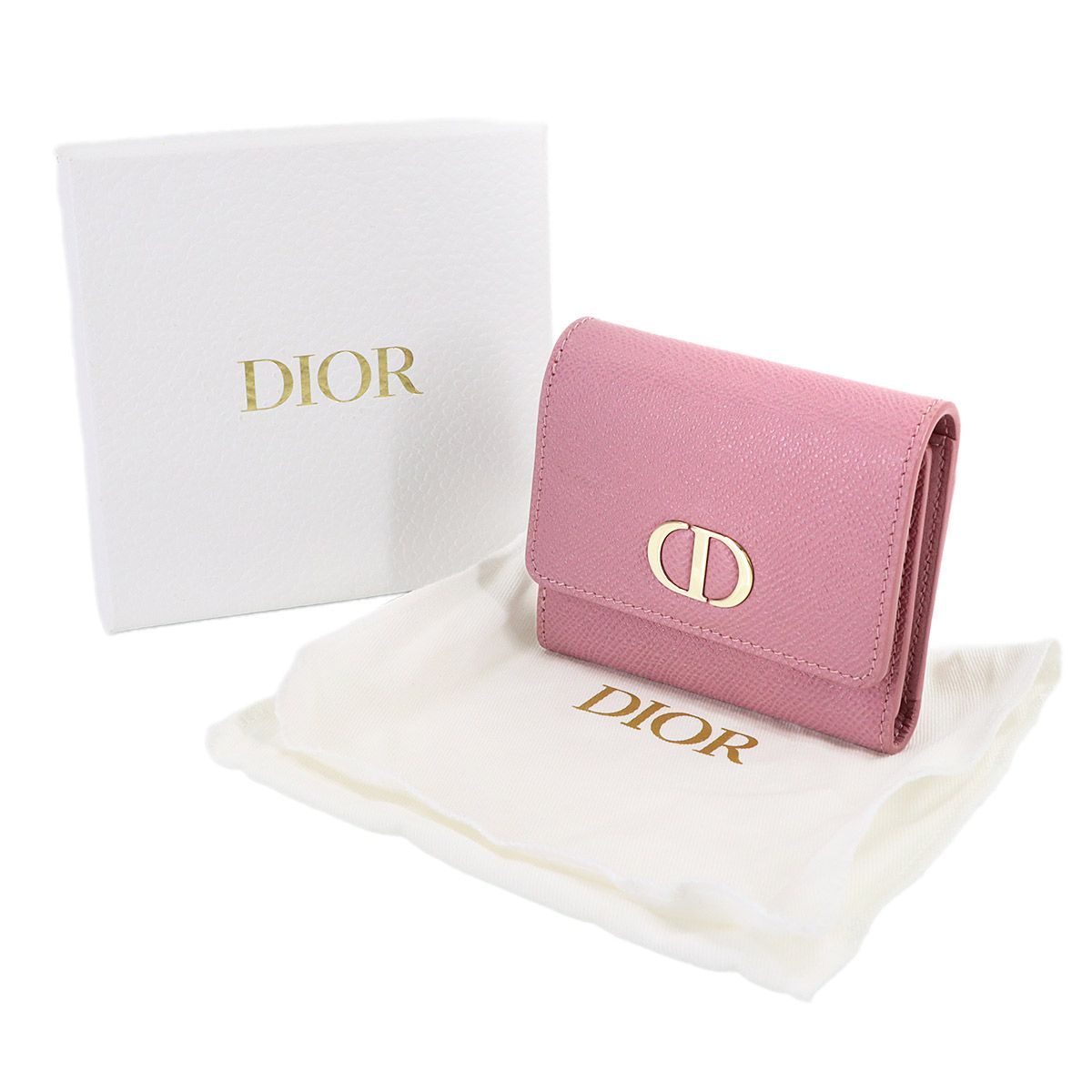 Dior 30 Montaigne Compact Wallet Trifold Leather Pink — view 2