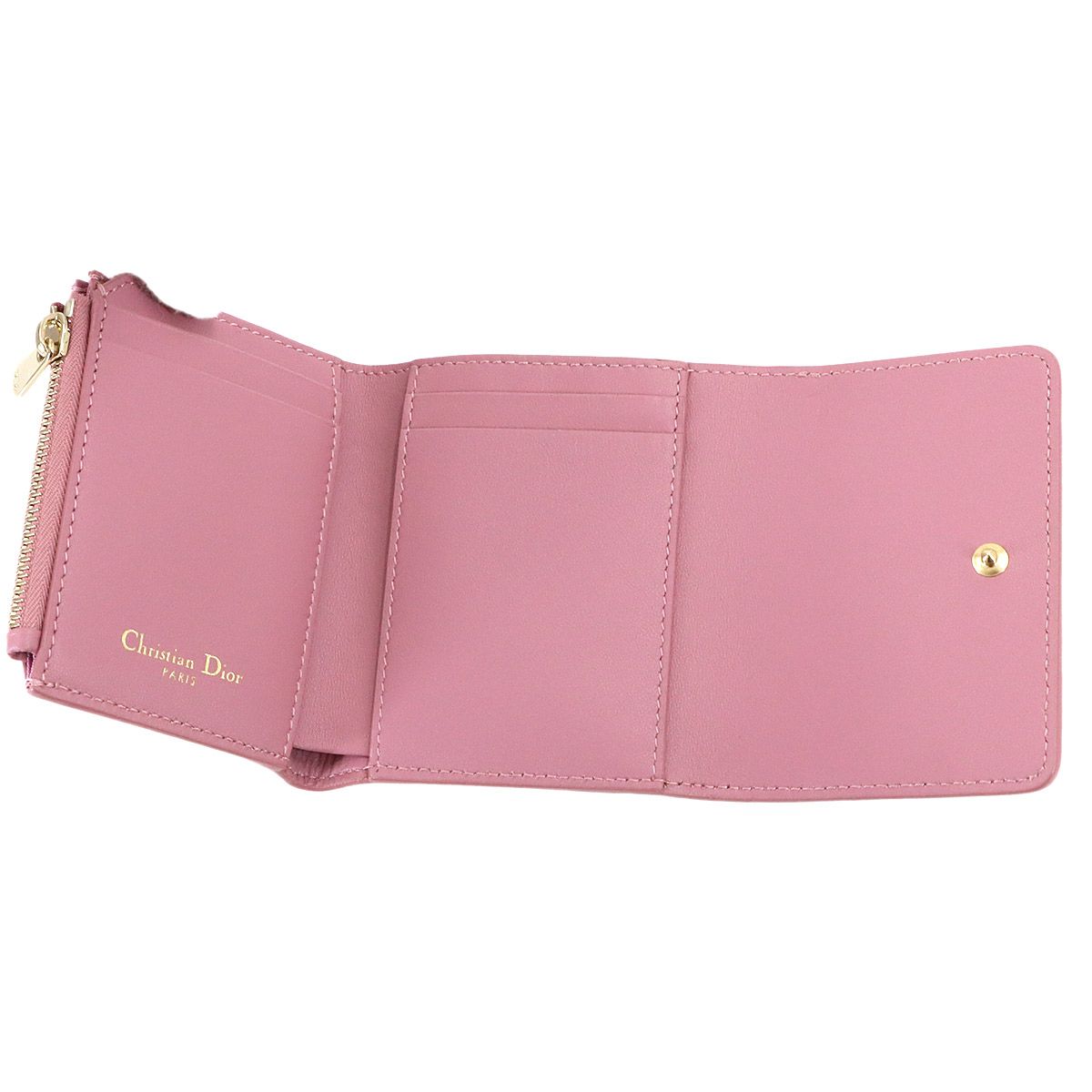 Dior 30 Montaigne Compact Wallet Trifold Leather Pink — view 6