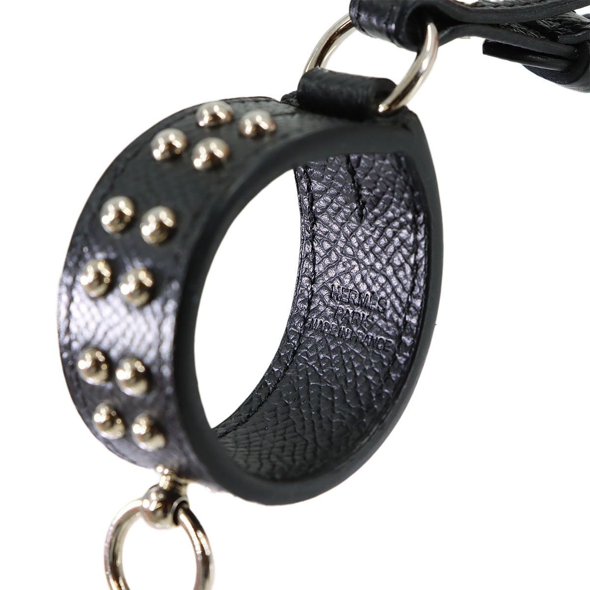 Hermes Collier de Chien Anno Bag Charm Epsom Black Silver — view 6