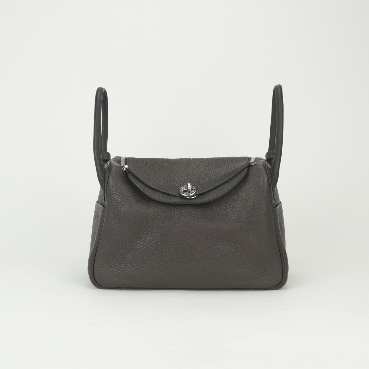 Hermes Lindy 30 Tote Shoulder Bag Taurillon Clemence Havane Chocolate Brown