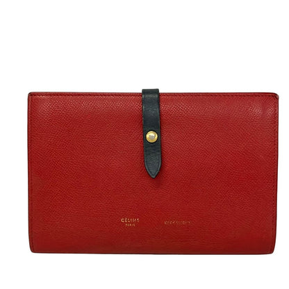 Celine Wallet Large Strap Red Dark Navy Leather