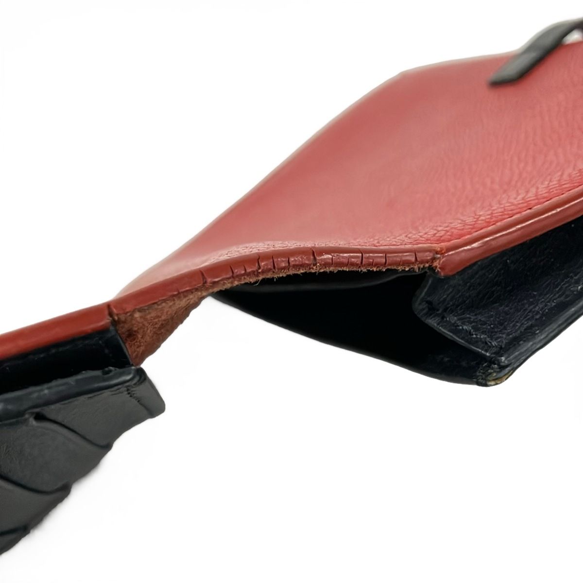 Celine Wallet Large Strap Red Dark Navy Leather — view 6