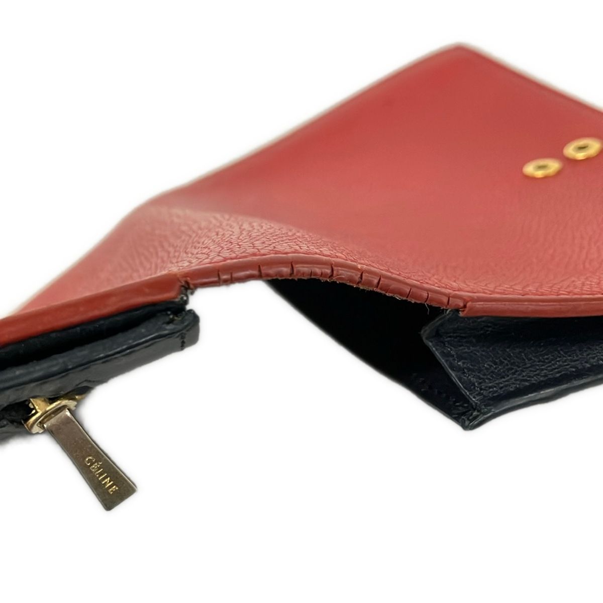 Celine Wallet Large Strap Red Dark Navy Leather — view 7