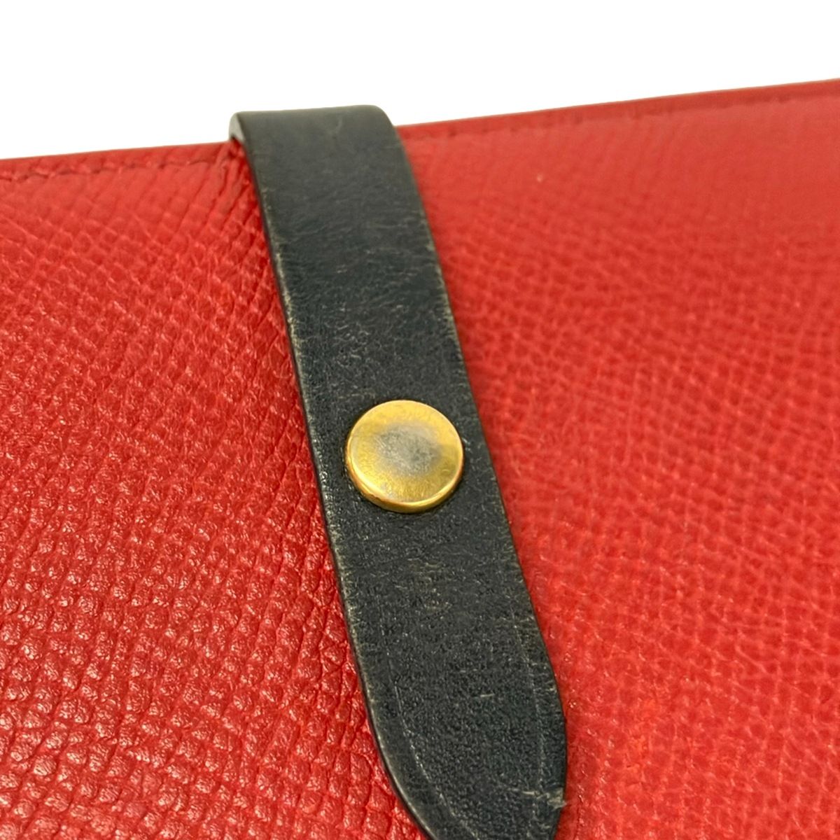 Celine Wallet Large Strap Red Dark Navy Leather — view 8